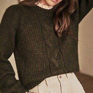 Sezane Serena Jumper Kaki. - Size S (Dark Green)